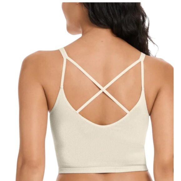 NWOT Lemon Ribbed Yoga Bra | Beige - Picture 3 of 5